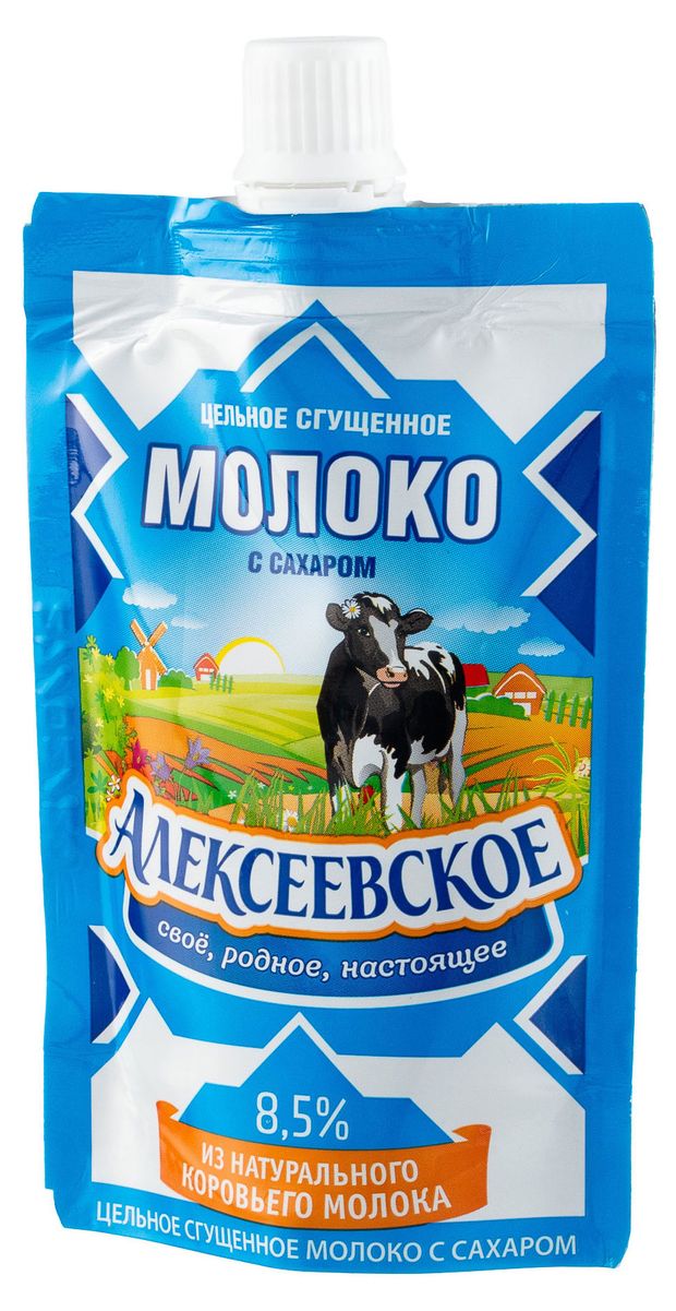 Молоко сгущенное Алексеевское цельное с сахаром БЗМЖ, 100 г