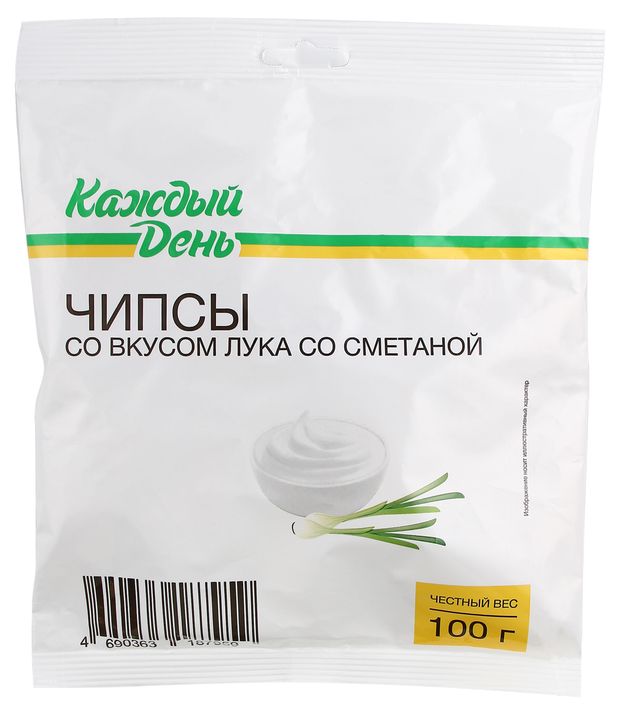 Чипсы Каждый день со вкусом сметаны и лука 100 г 46₽