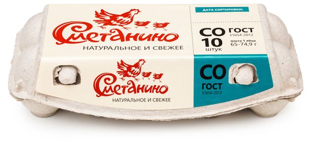 Яйца куриные Сметанино отборные С0 10 шт 124₽