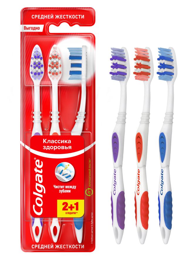 Зубная щетка многофункциональная Colgate Классика здоровья, средней жесткости