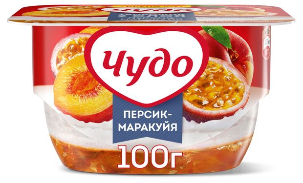 Творожок Чудо воздушный персик-маракуйя 4.2%, 100 г