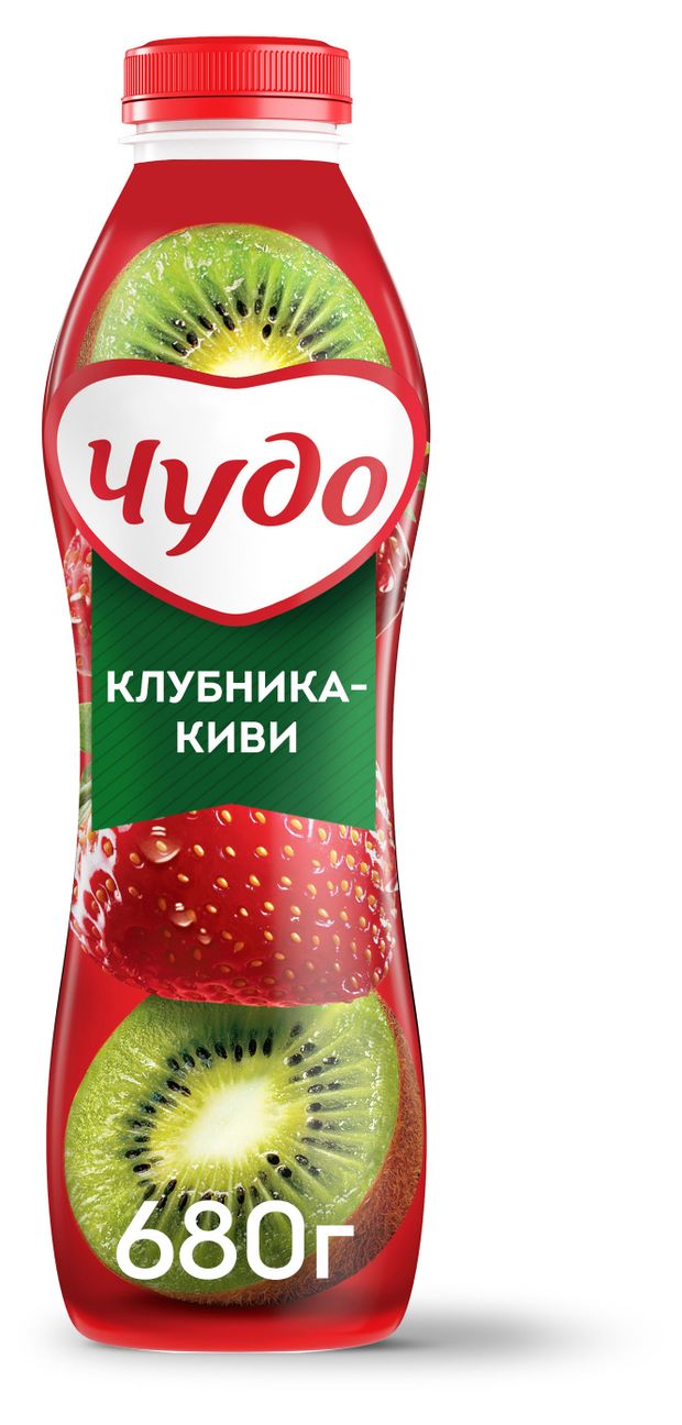 Йогурт питьевой Чудо Клубника-Киви 1,9% БЗМЖ, 680 г