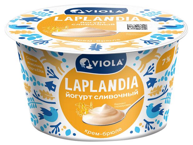 Йогурт сливочный со вкусом крем-брюле Viola Laplandia 7% БЗМЖ, 180 г