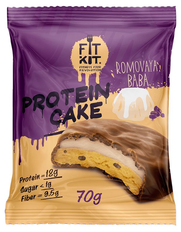 Кейк протеиновый Fitkit Protein Cake ромовая баба, 70 г