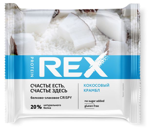 Хлебцы протеиновые Protein Rex Crispy Кокосовый крамбл, 55 г