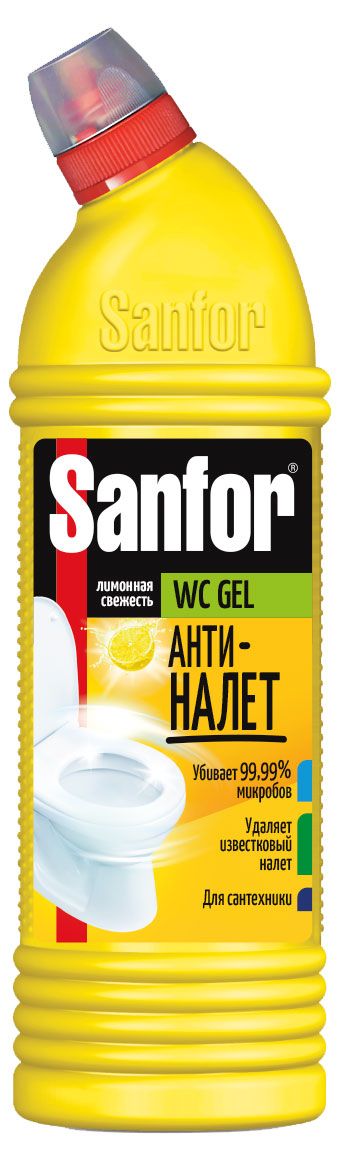 Гель для чистки и дезинфекции унитаза Sanfor WС gel лимон, 1 л