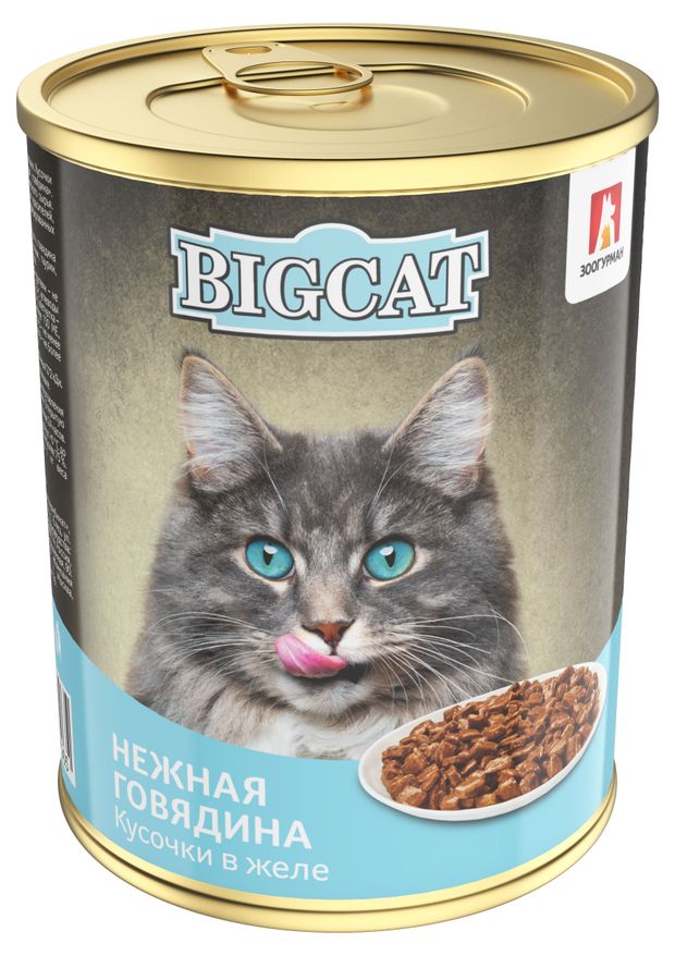 Корм консервированный для кошек Зоогурман BIG CAT нежная говядина, 350 г