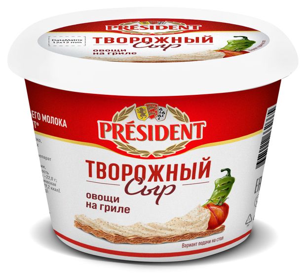 Сыр творожный President Овощи на гриле БЗМЖ, 140 г