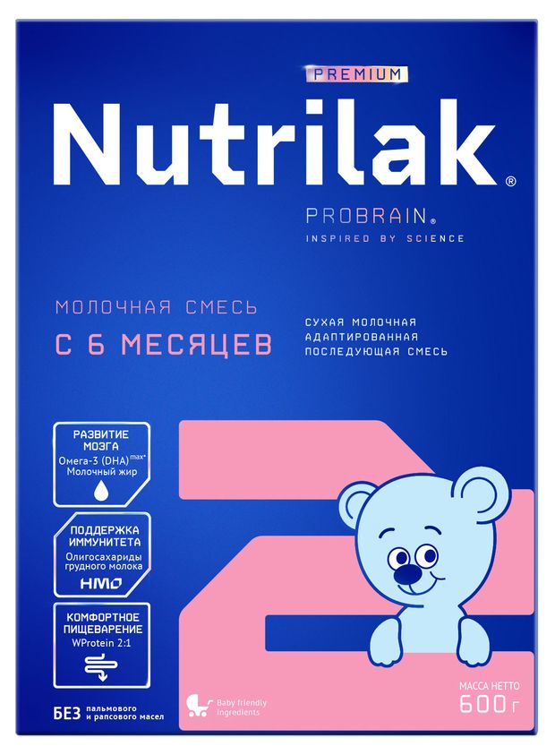 Смесь сухая молочная Nutrilak Premium 2 адаптированная последующая, 600 г