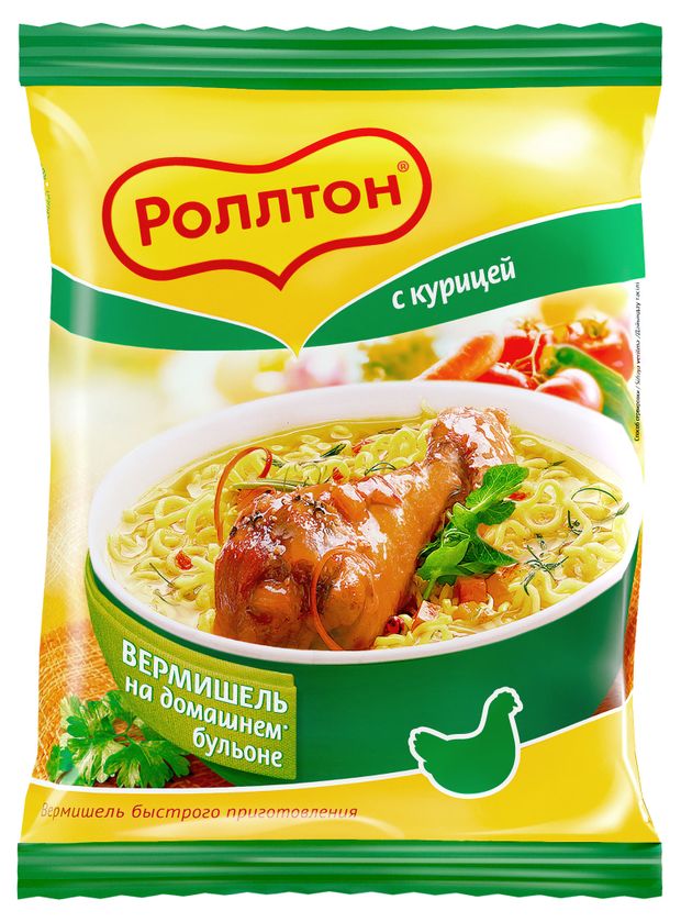 Лапша быстрого приготовления Роллтон с курицей 60 г 25₽