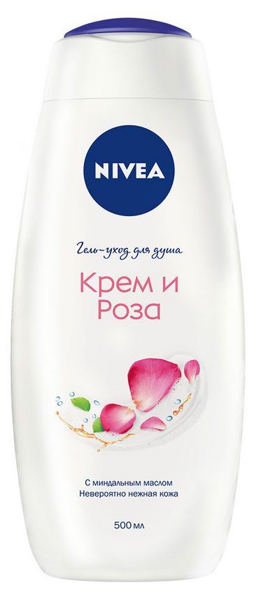 Гель-уход для душа NIVEA Крем и роза ухаживающий с маслом миндаля, 500 мл