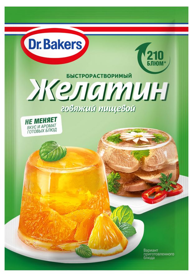 Желатин говяжий DrBakers быстрорастворимый 20 г 95₽