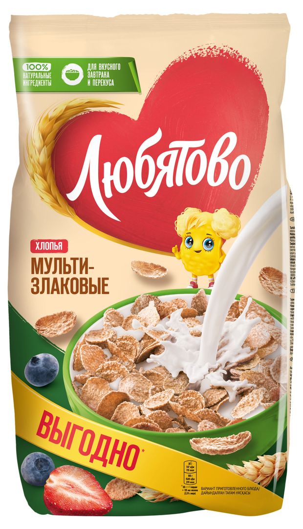 Хлопья мультизлаковые Любятово, 450 г