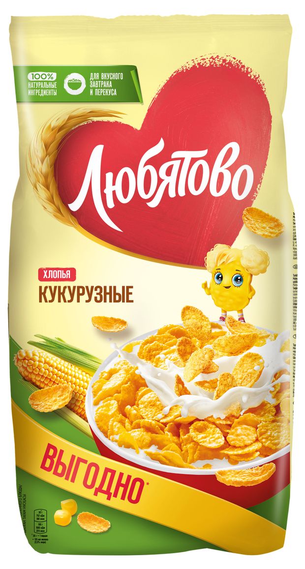 Хлопья кукурузные Любятово 600 г 159₽