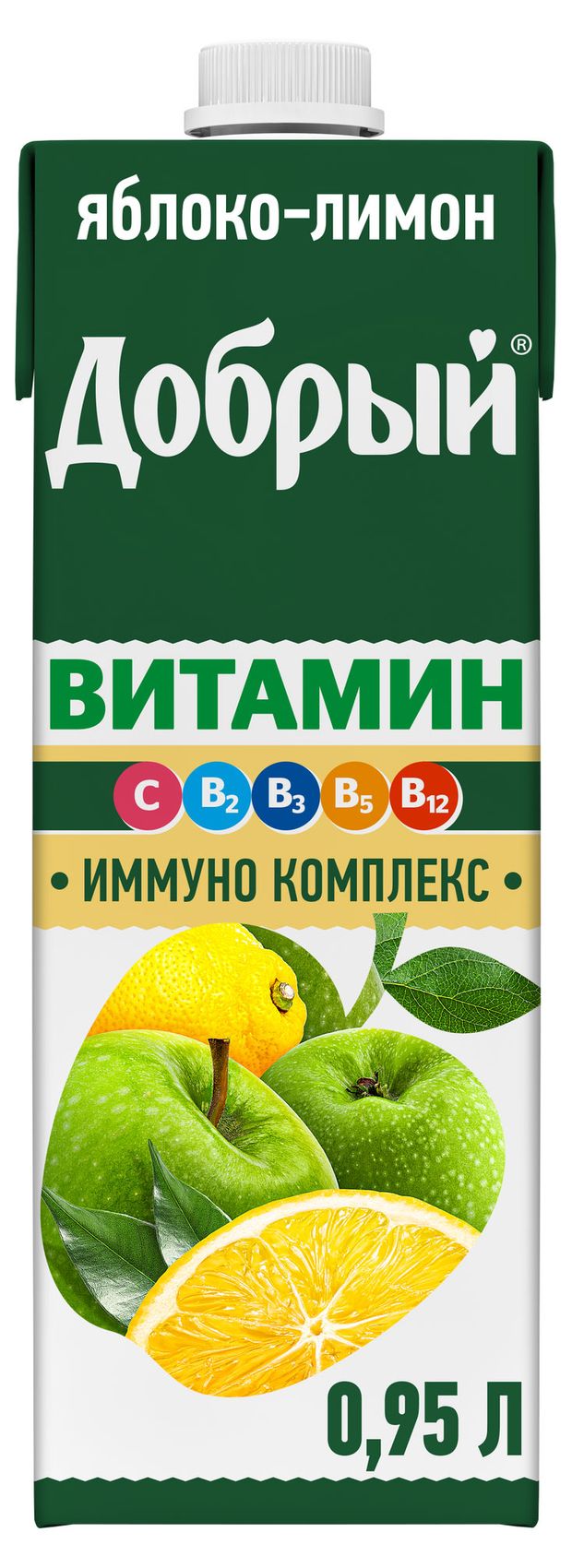 Напиток сокосодержащий Добрый Яблочно-лимонный обогащенный витаминами, 950 мл