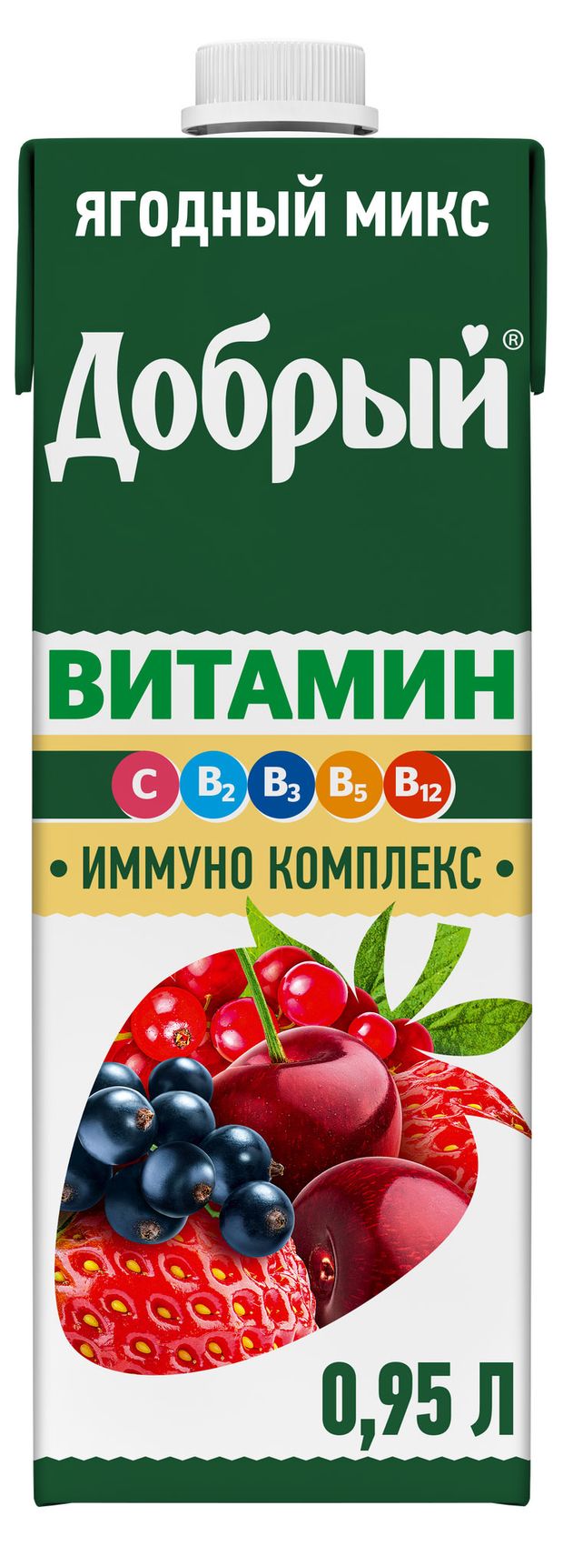 Напиток сокосодержащий Добрый Ягодный микс обогащенный витаминами, 950 мл