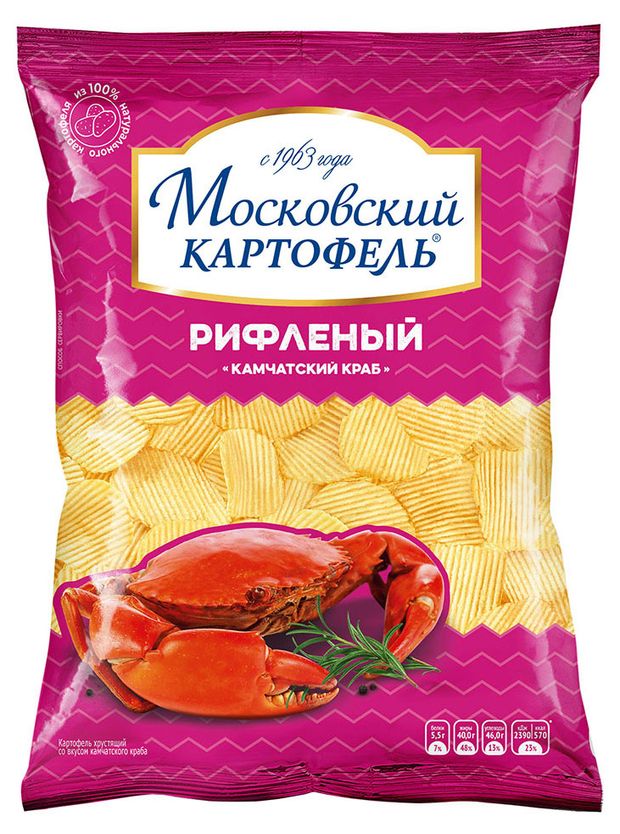 фото Чипсы рифленые московский картофель камчатский краб, 130 г