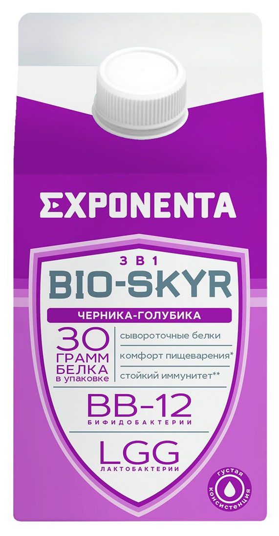 Напиток кисломолочный Exponenta Bio-Skyr 3 в 1 черника-голубика, 500 г