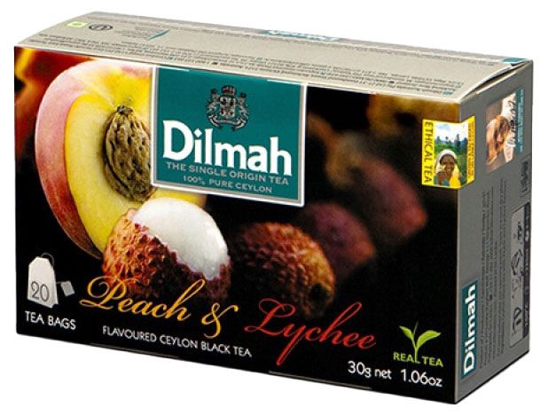 Чай черный Dilmah персик и личи в пакетиках, 20 х 1,5 г