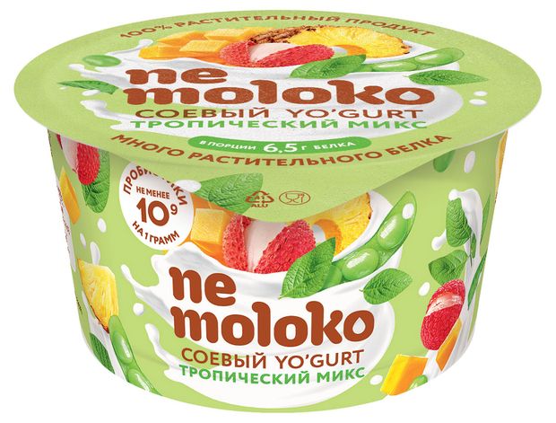 фото Соевый йогурт nemoloko продукт соевый тропический микс для детей старше 3х лет без глютена 5%, 130 г