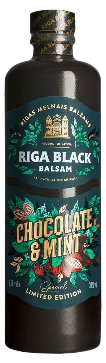 фото Бальзам riga black balsam черный шоколад мята латвия, 0,5 л