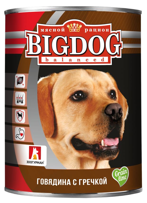 фото Консервы для собак зоогурман big dog говядина с гречкой, 850 г