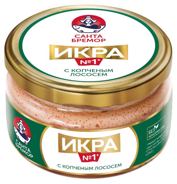 Рыба, икра, морепродукты  Ашан Икра мойвы Санта Бремор Икра 1 с копченым лососем, 180 г