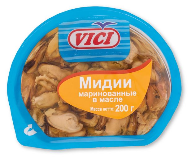 Рыба, икра, морепродукты Мидии VICI Любо есть маринованные в масле, 200 г