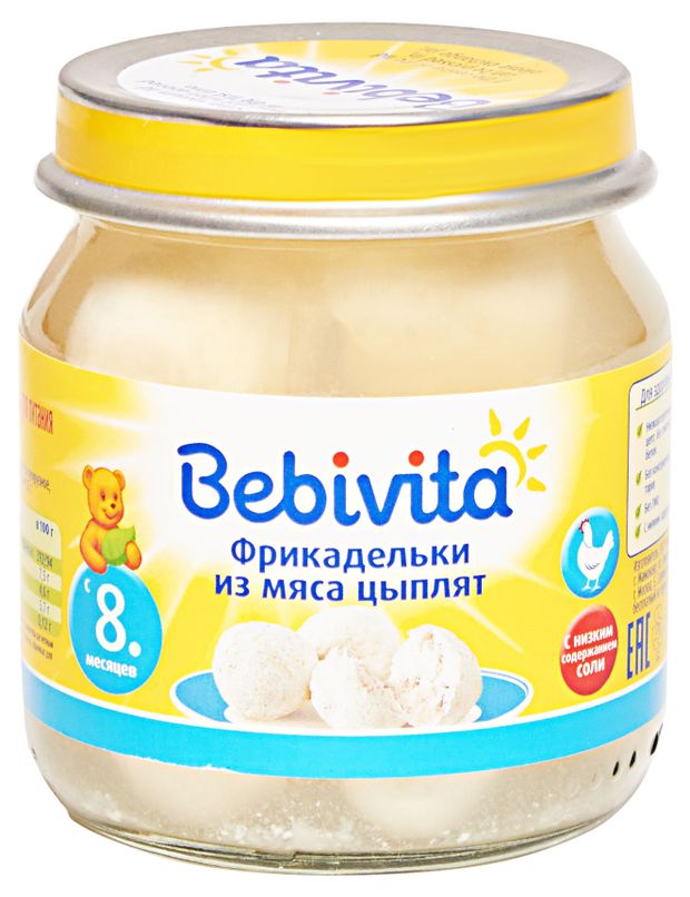 Пюре Bebivita Фрикадельки из мяса цыплят с 8 мес 100 г 149₽