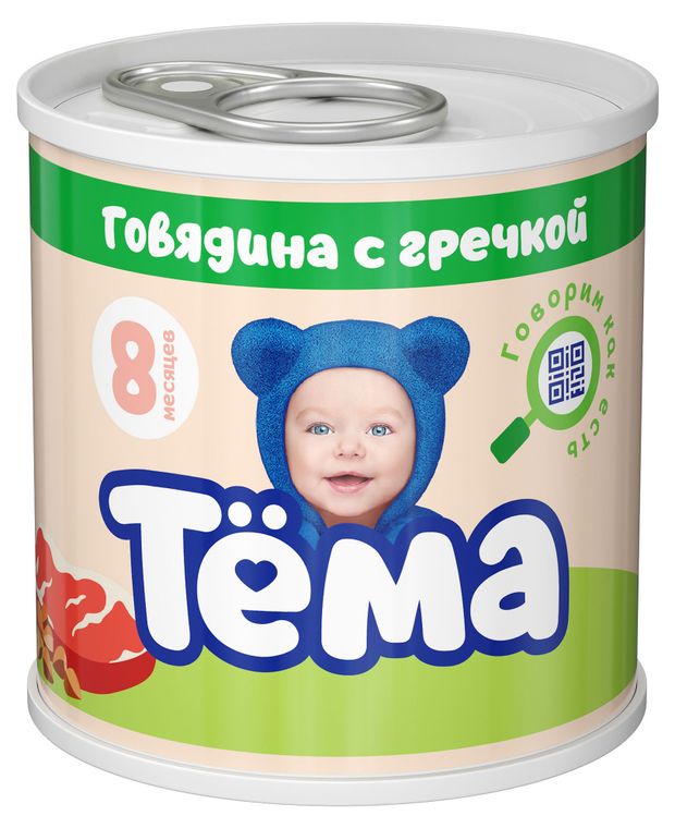 Пюре Тема с говядиной и гречкой с 8 мес 90 г 70₽