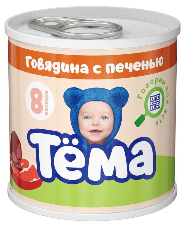 Пюре мясное Тема с говядиной и печенью с 8 мес 90 г 99₽