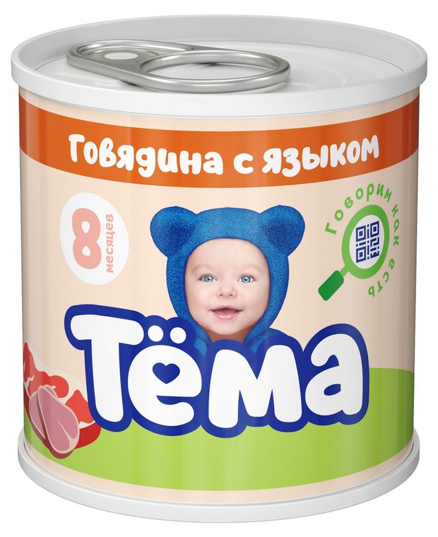 Пюре мясное Тема с говядиной и языком с 8 мес 90 г 99₽