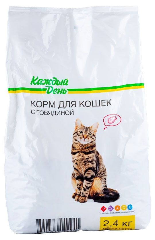 Сухой корм для кошек Каждый день с говядиной, 2,4 кг