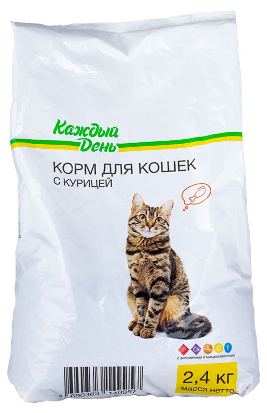 Сухой корм для кошек Каждый день курица, 2,4 кг