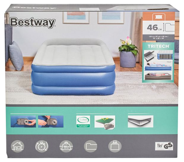 фото Кровать надувная bestway tritech airbed с подголовником, 191х97х46 см