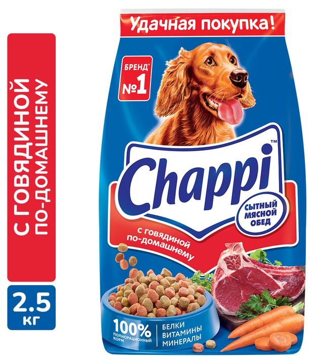 Сухой корм для собак Chappi с говядиной по-домашнему с овощами 25 кг 459₽