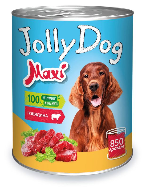 Корм влажный для собак Зоогурман Jolly Dog говядина, 850 г