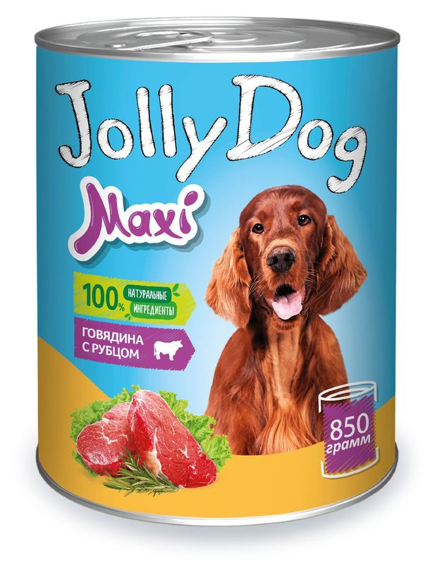 Корм влажный для собак Зоогурман Jolly Dog говядина с рубцом, 850 г