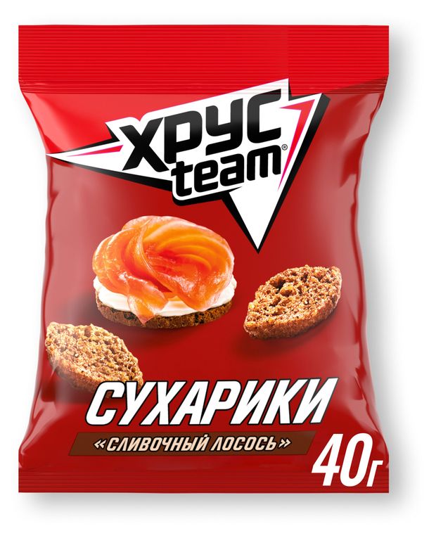 Сухарики ржаные Хрусteam со вкусом сливочного лосося 40 г 24₽