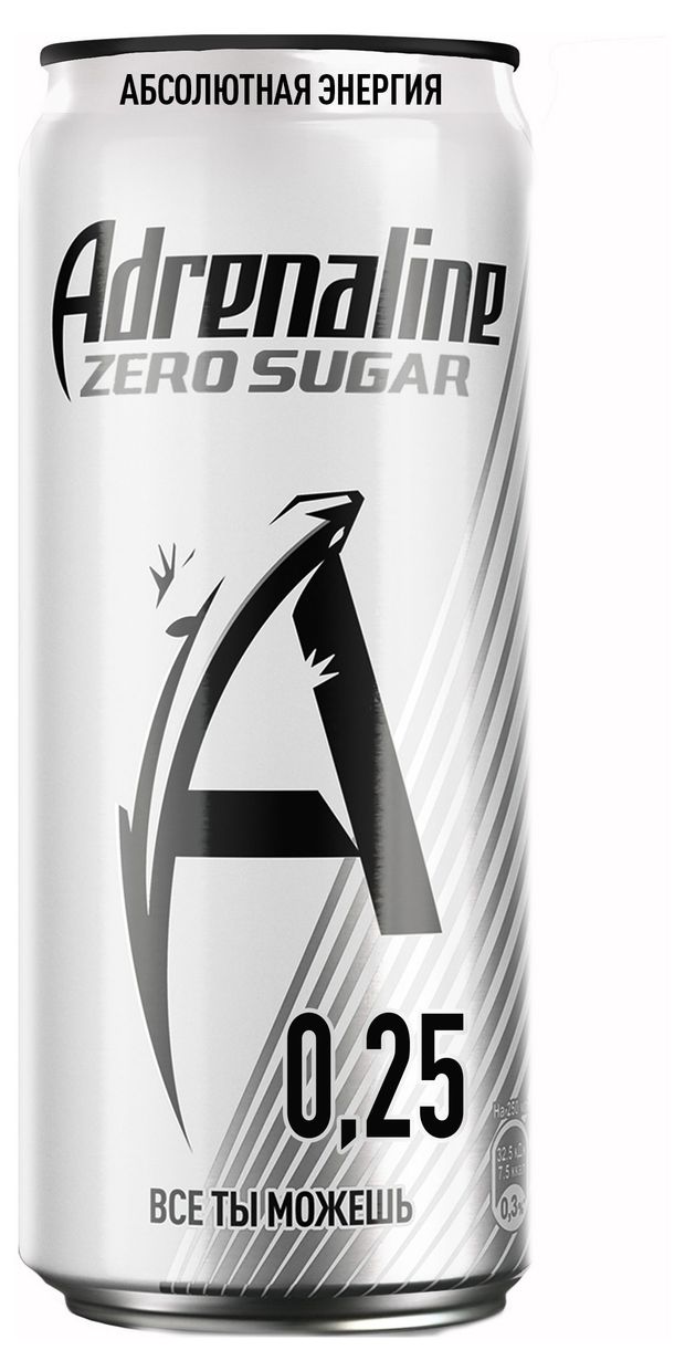 Напиток энергетический Adrenaline Rush Silver Energy Zero Sugar, 250 мл