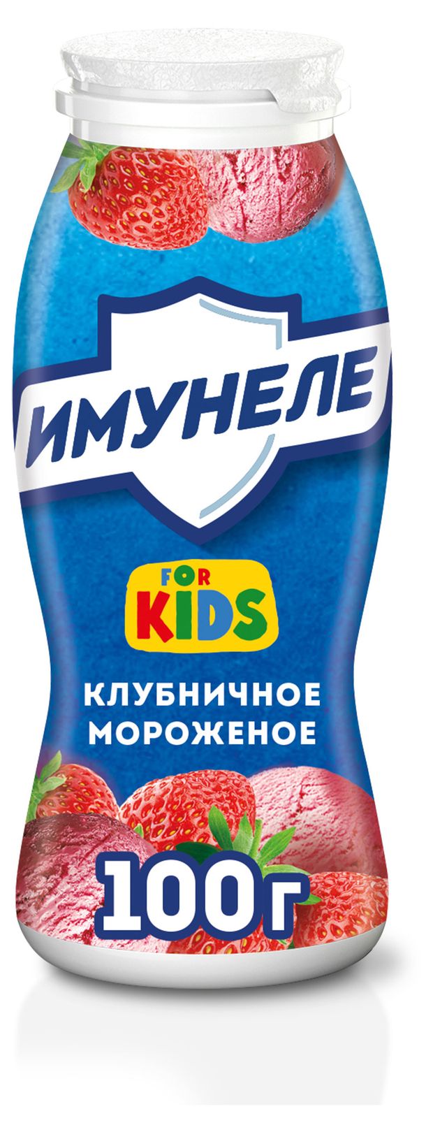 Напиток кисломолочный Имунеле for Kids клубничное мороженое 1,5%, 100 г