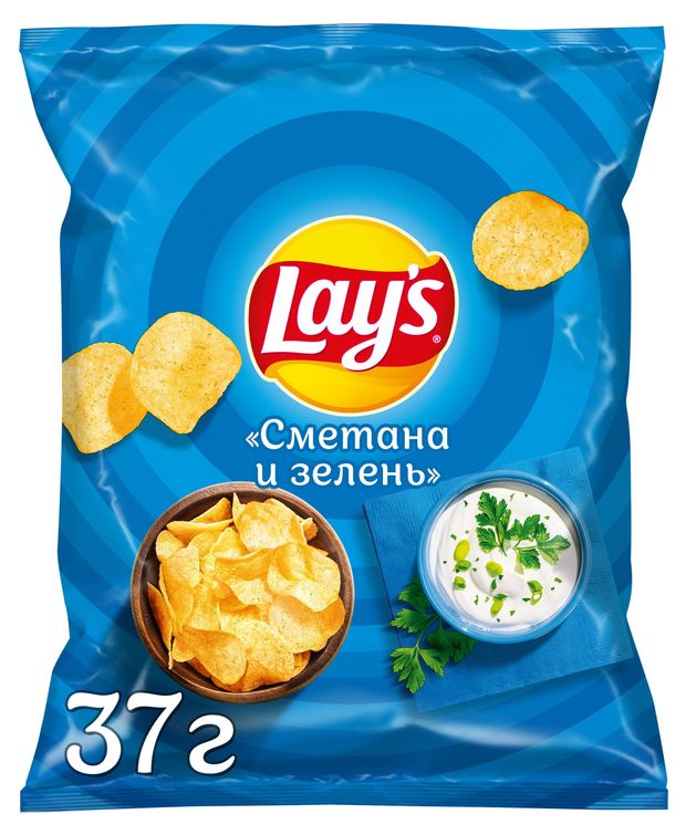 Чипсы картофельные Lay's сметана и зелень, 37 г