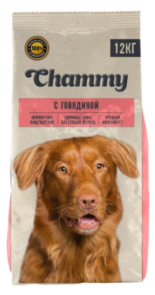 Сухой корм для собак средних и крупных пород Chammy с говядиной, 12 кг