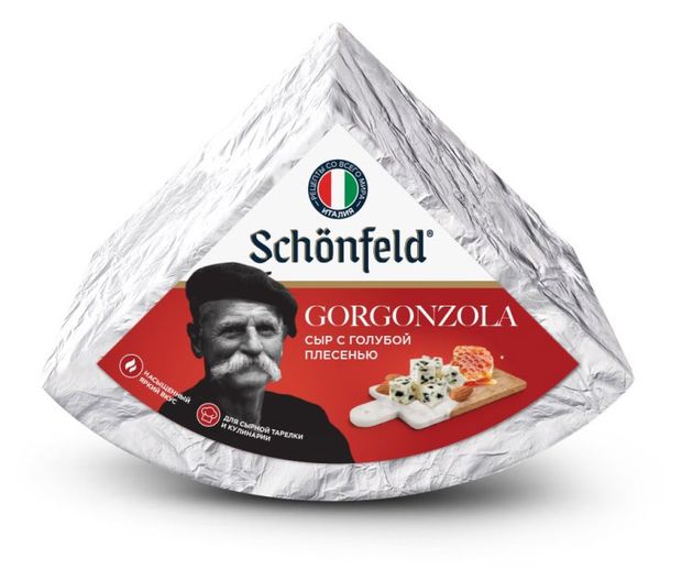 Сыр мягкий с голубой плесенью Schonfeld Gorgonzola Schonfeld 55 БЗМЖ вес 179₽