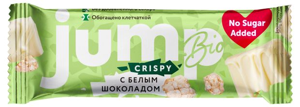 Батончик JUMP Crispy с белым шоколадом и воздушных рисом, 40 г