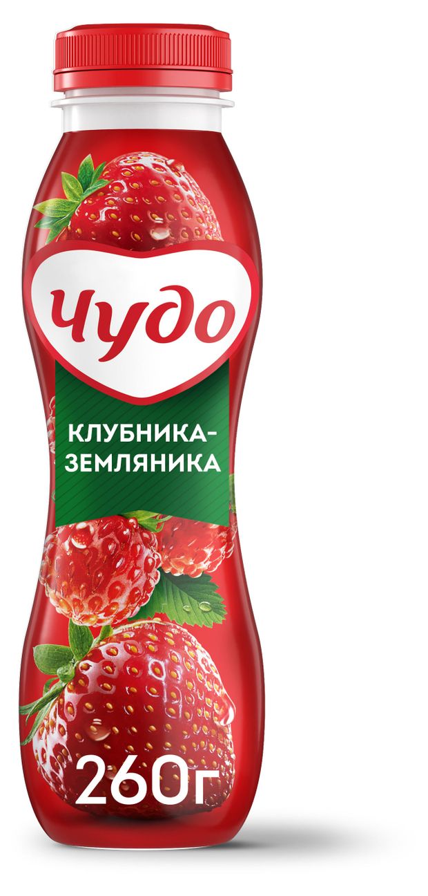 Йогурт питьевой Чудо Клубника-Земляника 1,9% БЗМЖ, 260 г