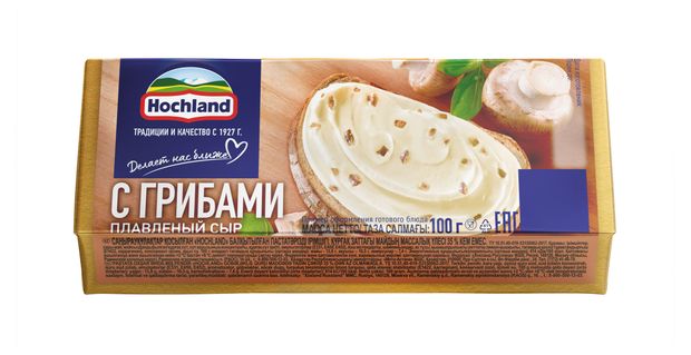 Сыр плавленый с грибами Hochland 35% БЗМЖ, 100 г