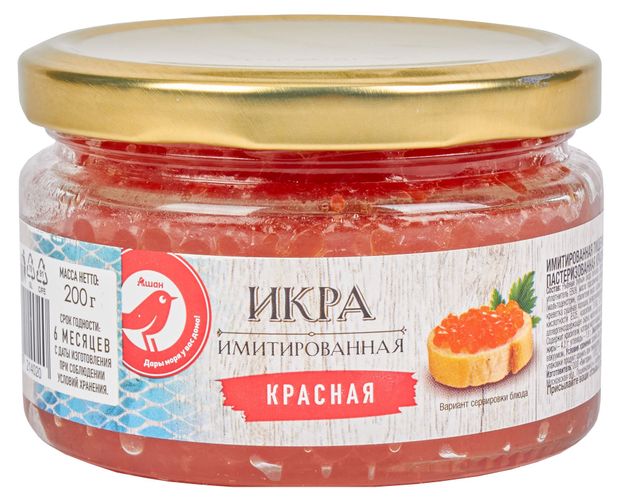 Икра имитированная АШАН Красная птица красная 200 г 59₽