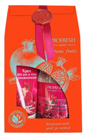 Набор подарочный Profresh Красный, Гель для душа увлажняющий 250 мл + Крем для рук и тела увлажняющий 150 мл