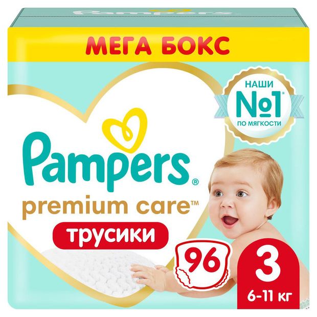 Трусики Pampers Premium Care Размер3 (6-11 кг), 96шт